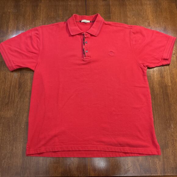 Burberry Brit Men's Polo 3XL Red Check Collar Red 100% Cotton - Picture 1 of 13